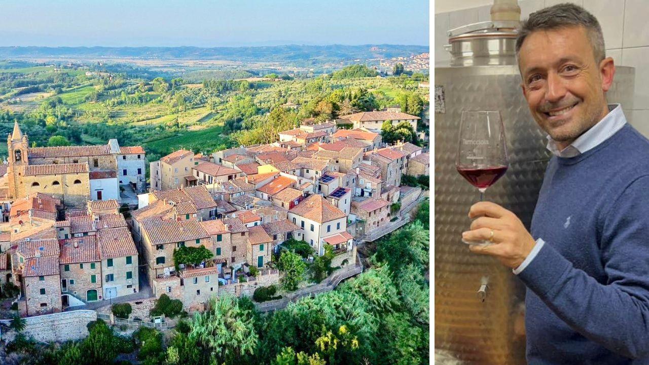 Il borgo di Terricciola e il sindaco Matteo Arcenni (Foto: Comune di Terricciola)