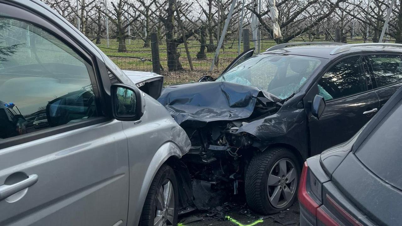 Le auto coinvolte nell'incidente a Spilamberto
