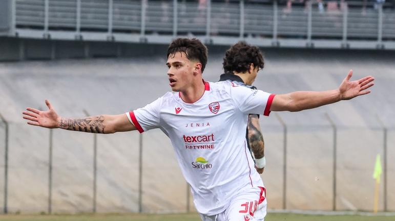 L'esultanza di Contiliano (foto Daniele Lugli)