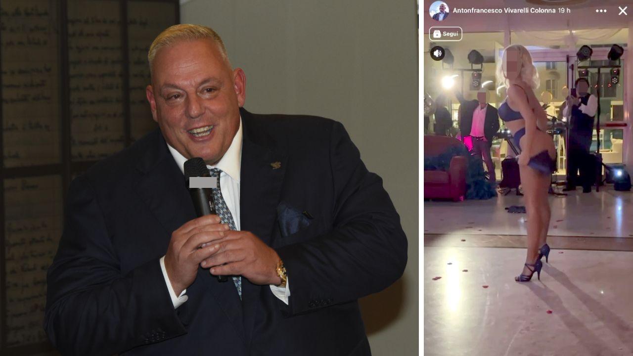 Il sindaco Vivarelli Colonna (foto agenzia Bf) e uno screenshot della storia che ha condiviso