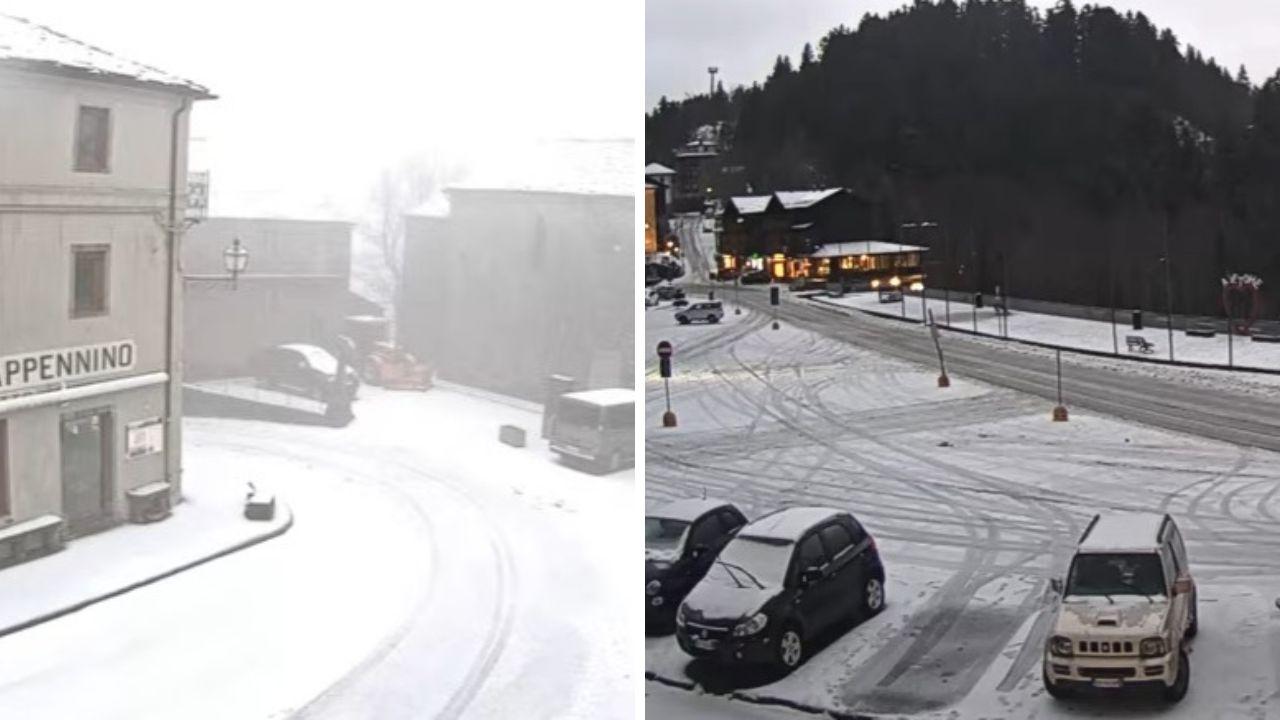 La neve sulle montagne della Toscana martedì 28 gennaio