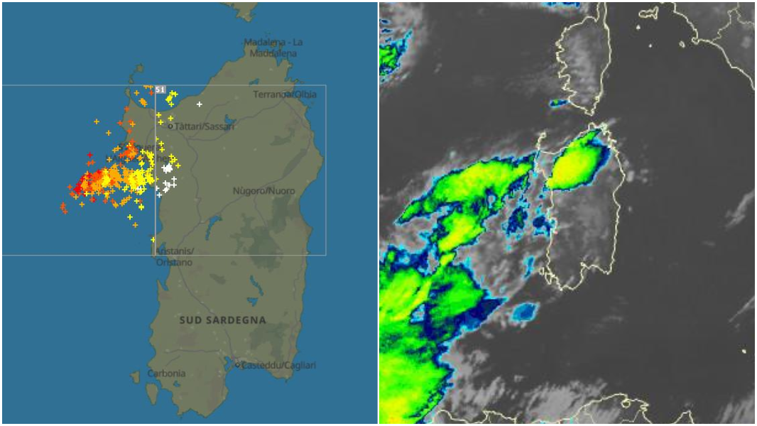 Tempesta di fulmini tra Alghero e Bosa, piogge sul Nord Sardegna – Le mappe