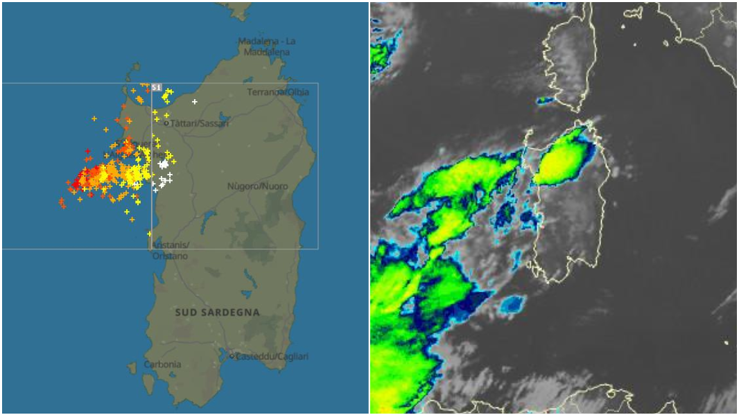Tempesta di fulmini tra Alghero e Bosa, piogge sul Nord Sardegna – Le mappe