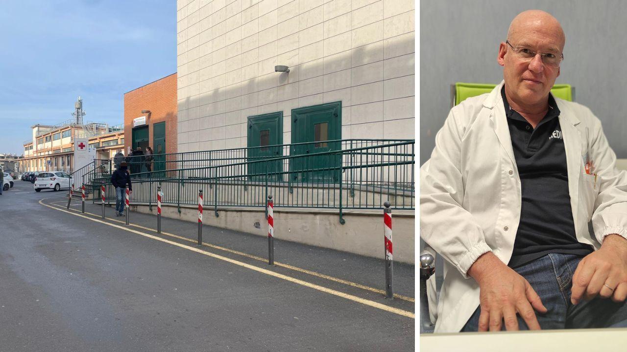 
	L'ingresso del pronto soccorso dell'ospedale di Livorno e il primario&nbsp;Luca Dallatomasina

