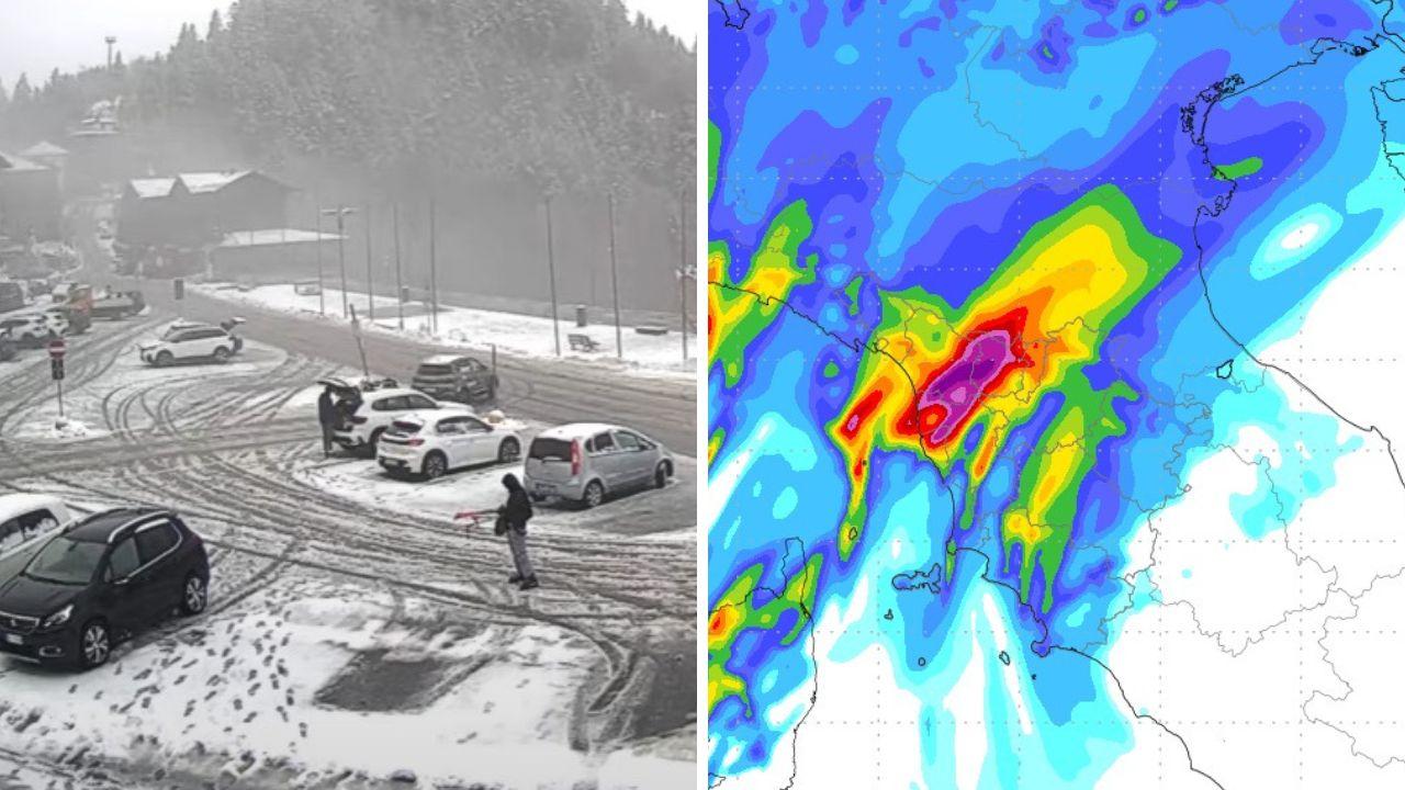 La neve all'Abetone e le piogge previste nella giornata di venerdì 31 gennaio