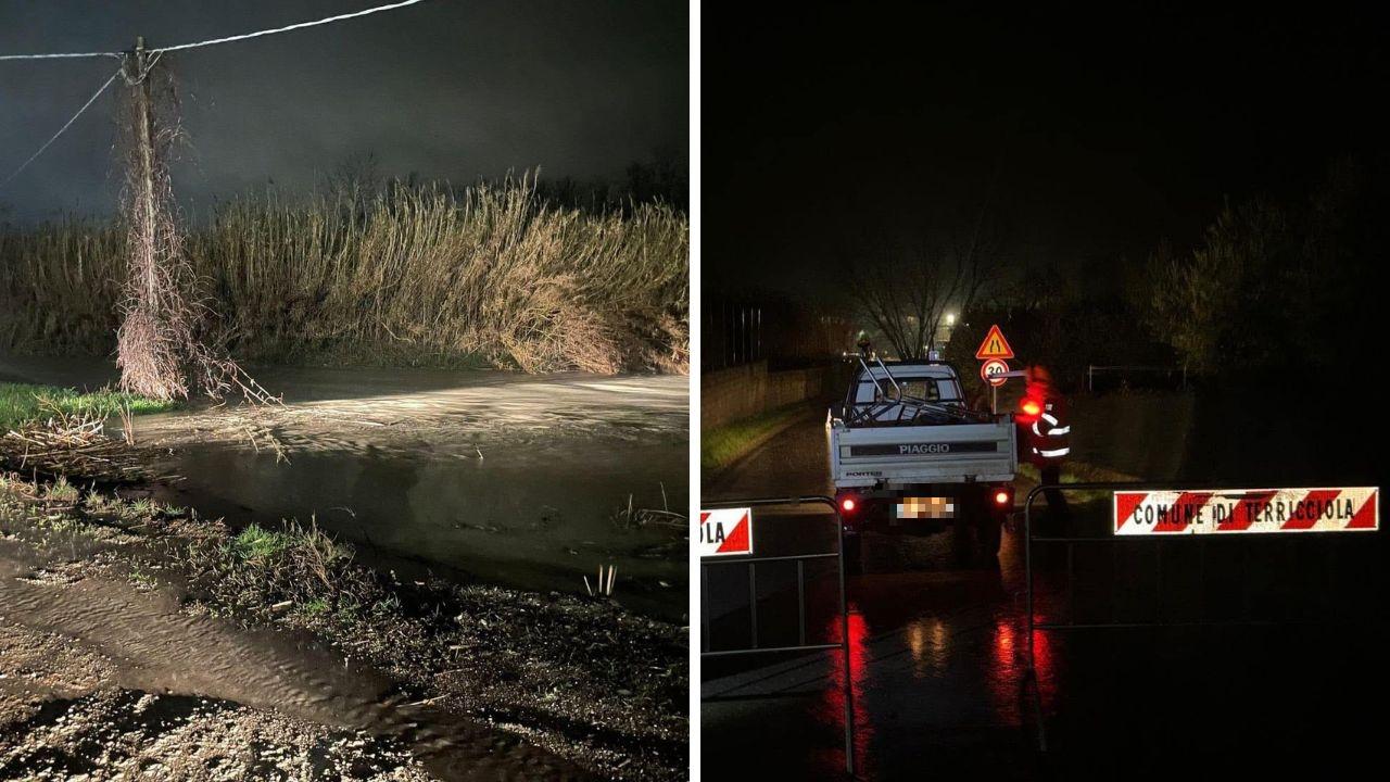La chiusura del ponte sul Cascina a Terricciola (foto dal Comune di Terricciola)