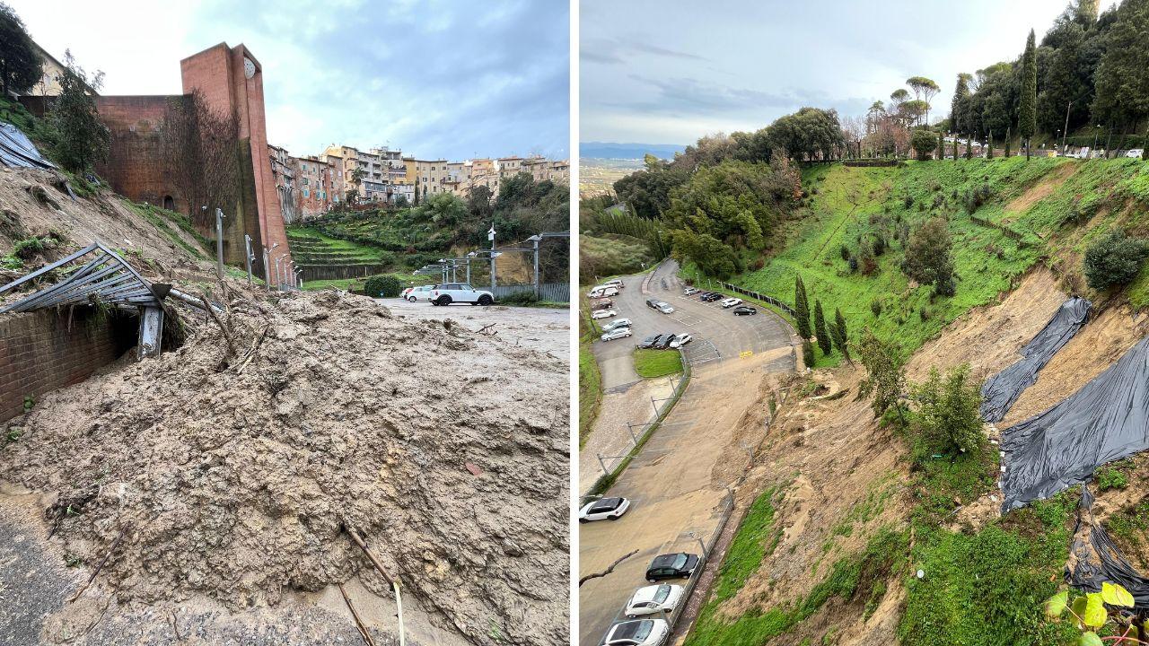
	La frana al parcheggio di San Miniato (foto Stick)

