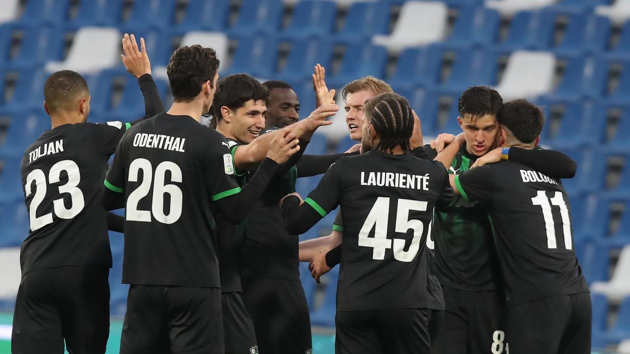 L'esultanza dei giocatori del Sassuolo