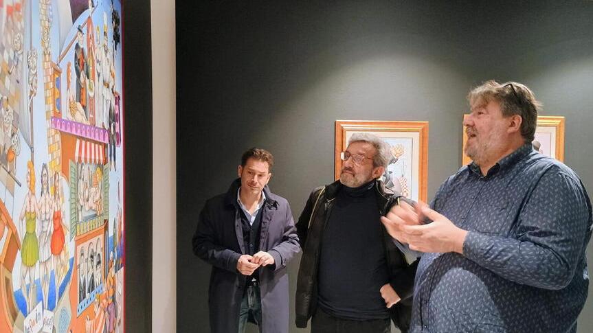 Flavio Insinna con l'assessore comunale Francesco Gori e Michele Quirici