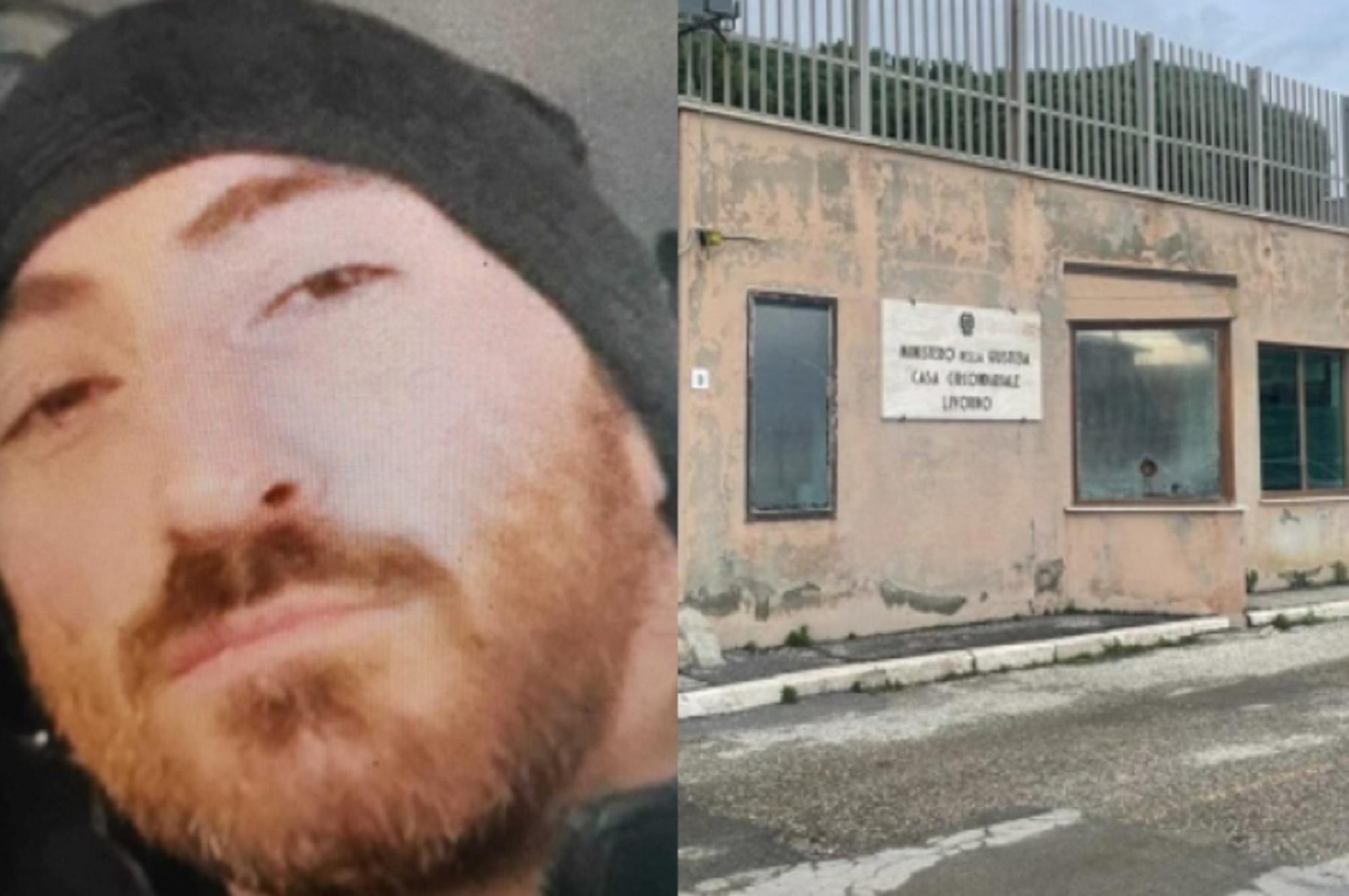 A sinistra la vittima, Manuel Morgon, a destra l'ingresso del carcere delle Sughere