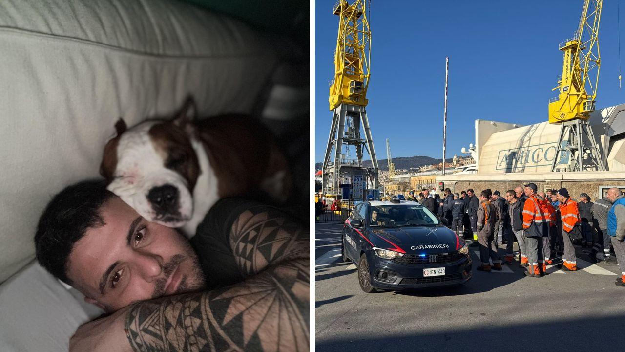 Il 36enne con il suo cane Aron e a destra il luogo della tragedia