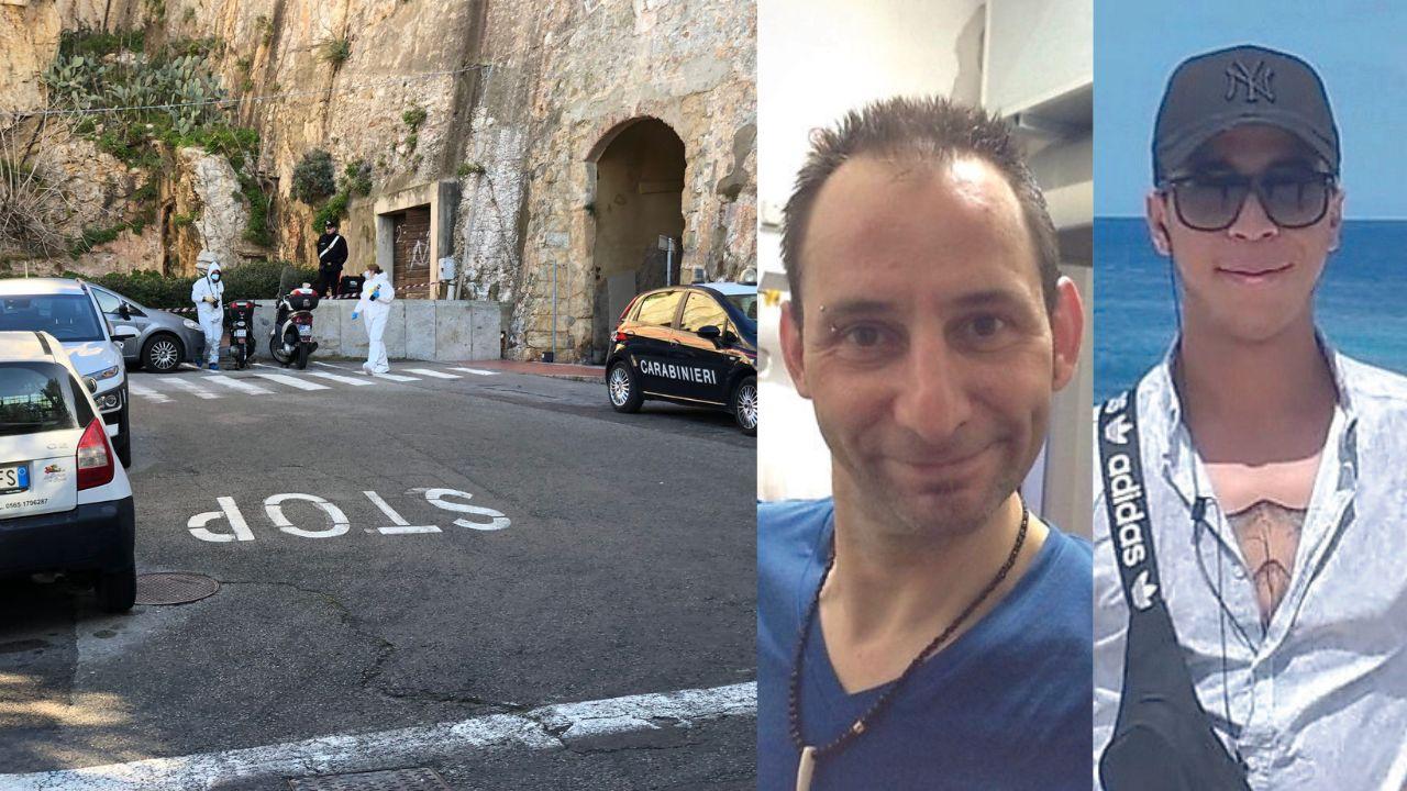 A sinistra i carabinieri fuori dal tunnel di Porta a Terra, dove si è consumatore il delitto. A destra Angelo Carugati e Mounir Ghallab