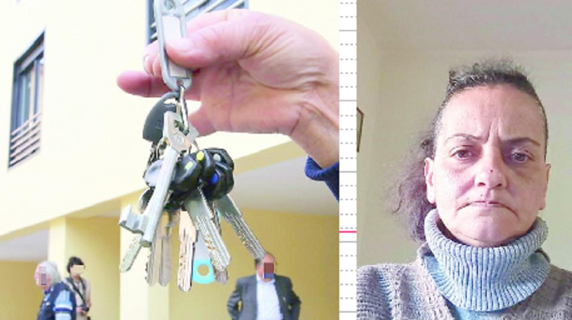 Un mazzo di chiavi di una casa popolare e, a destra, Letizia Dieci