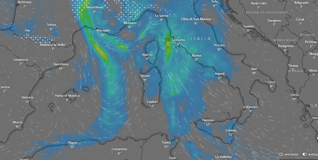 Maltempo, doppio ciclone sulla Sardegna: in arrivo freddo e temporali