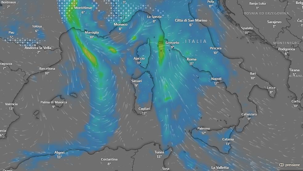 Maltempo, doppio ciclone sulla Sardegna: in arrivo freddo e temporali