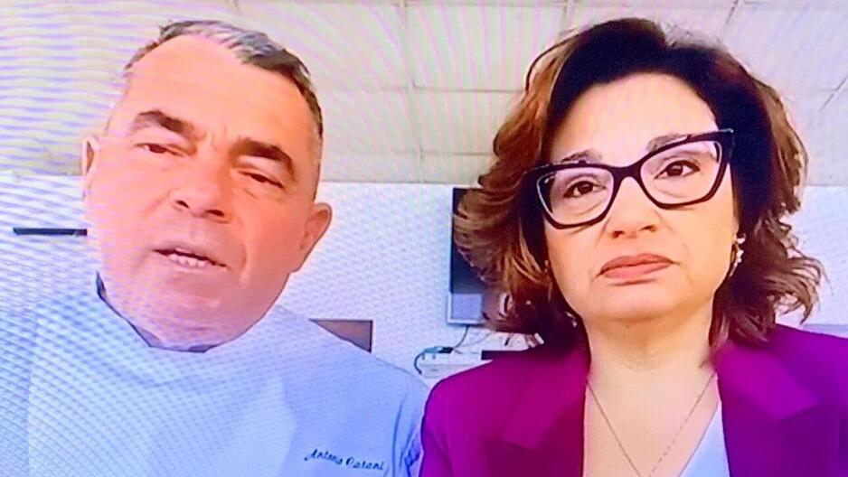 Un momento del collegamento in tv