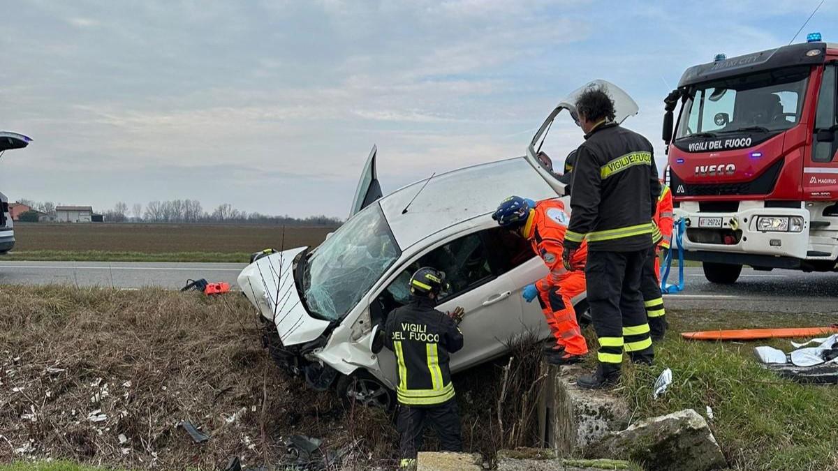 L'incidente a Piacenza (foto Libertà)