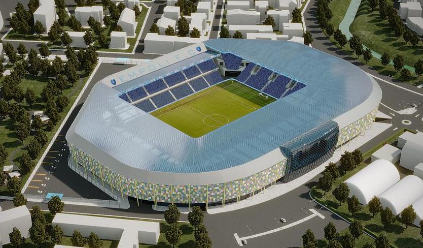 
	Il rendering dello stadio Castellani

