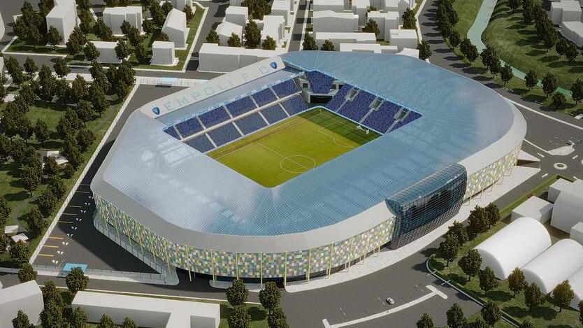 Il rendering dello stadio Castellani