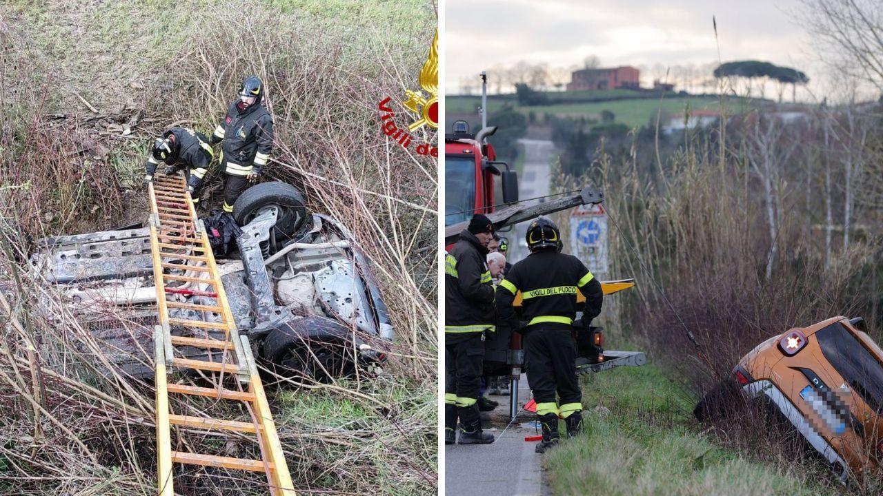 
	La macchina coinvolta nell'incidente (foto vigili del fuoco e foto Stick)

