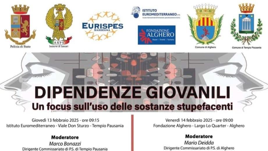 Alghero e Tempio, due seminari dedicati ai giovani sulle dipendenze