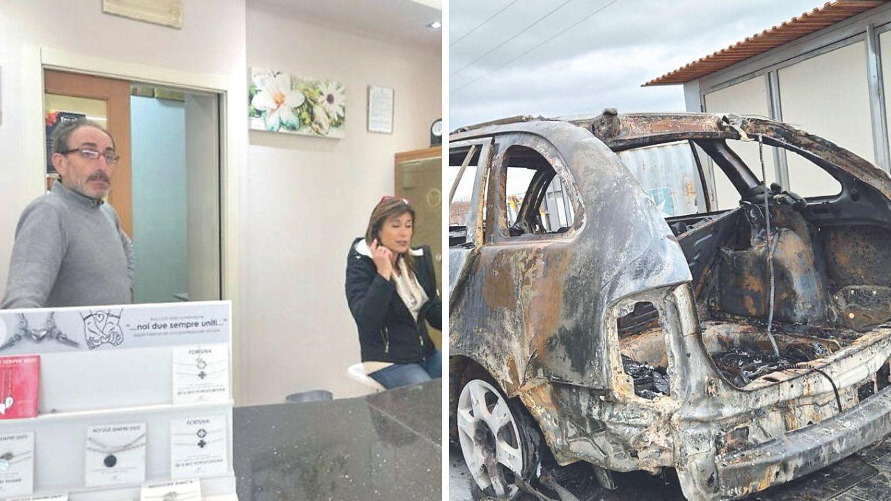 I fratelli Frosini e l'auto bruciata
