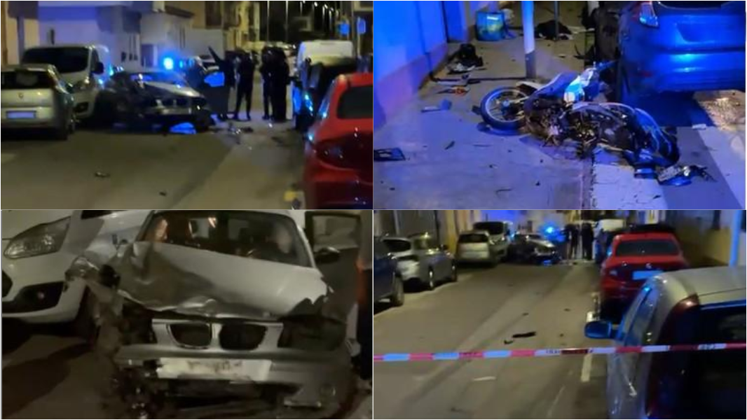 Bmw con a bordo tre giovani travolge una moto  e poi fugge: grave lo scooterista