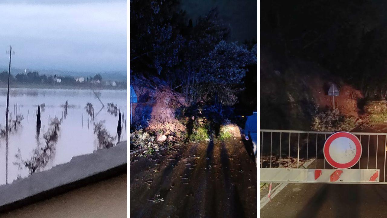 
	Nelle foto sulla destra la frana sulla strada panoramica all'altezza di cala Grande&nbsp;(Foto Racchetta Monte Argentario)

