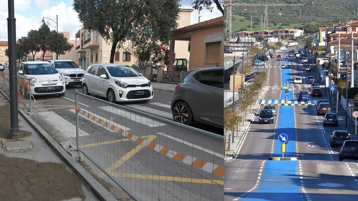 A sinistra il cantiere di via Roma e a destra la nuova via Mosca (foto Vanna Sanna)