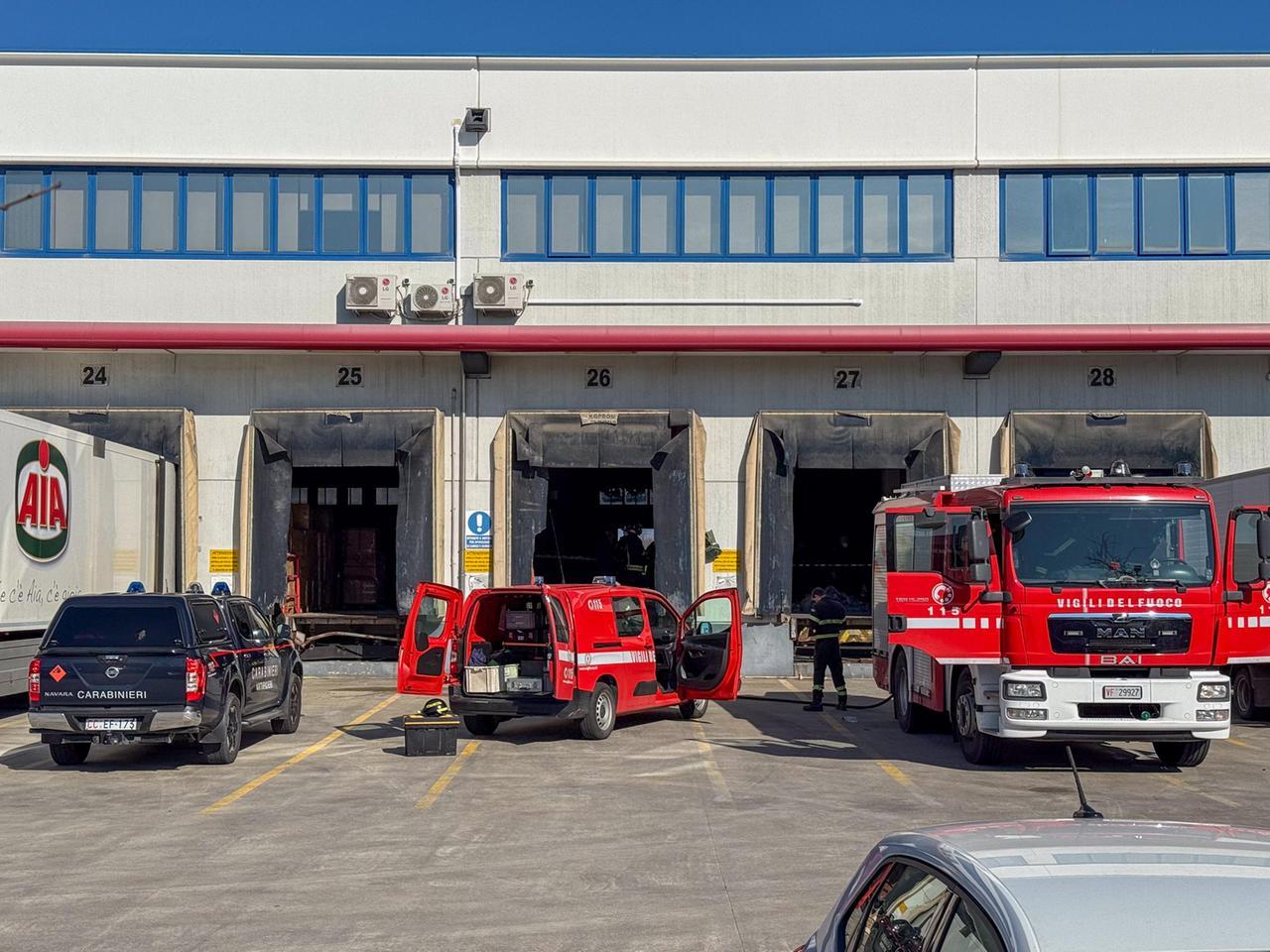 
	L'intervento dei vigili del fuoco nell'azienda di Seano (foto Nucci)

