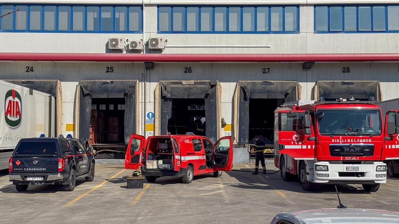 L'intervento dei vigili del fuoco nell'azienda di Seano (foto Nucci)