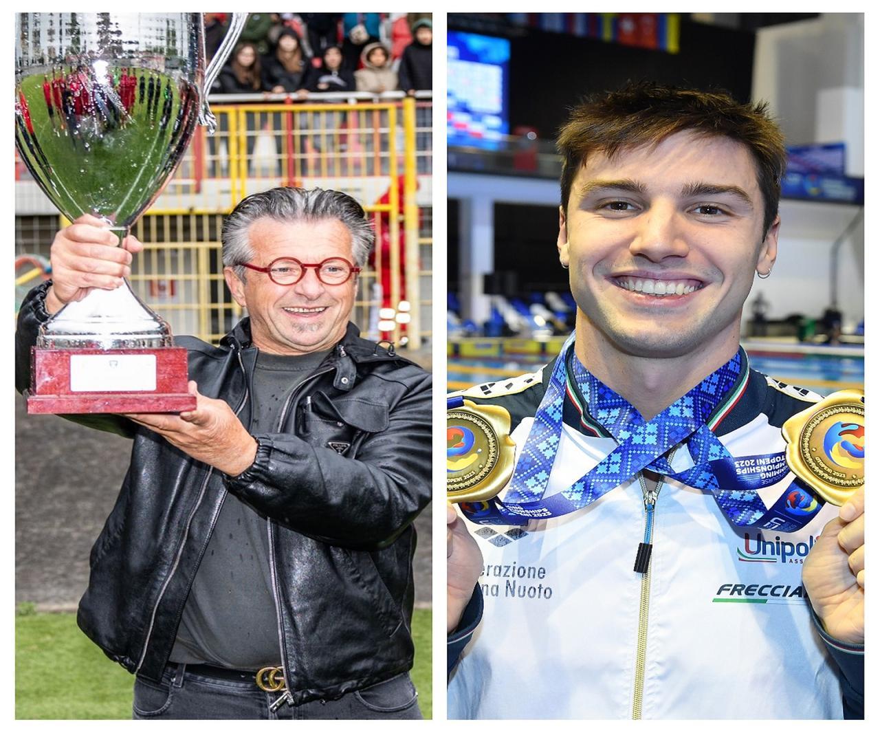 
	Il presidente del Carpi Claudio Lazzaretti e il nuotatore Lorenzo Mora

