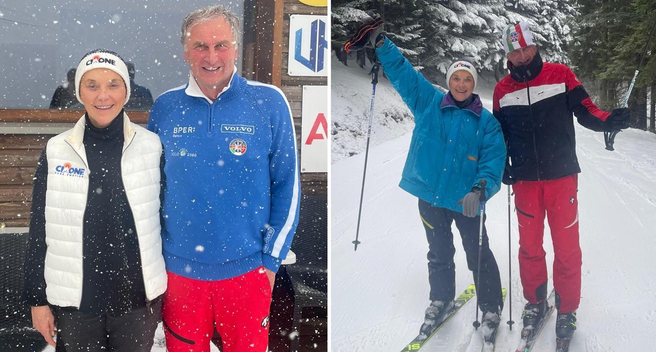 
	Elisabetta Belloni con Luciano Magnani sulle piste del Cimone

