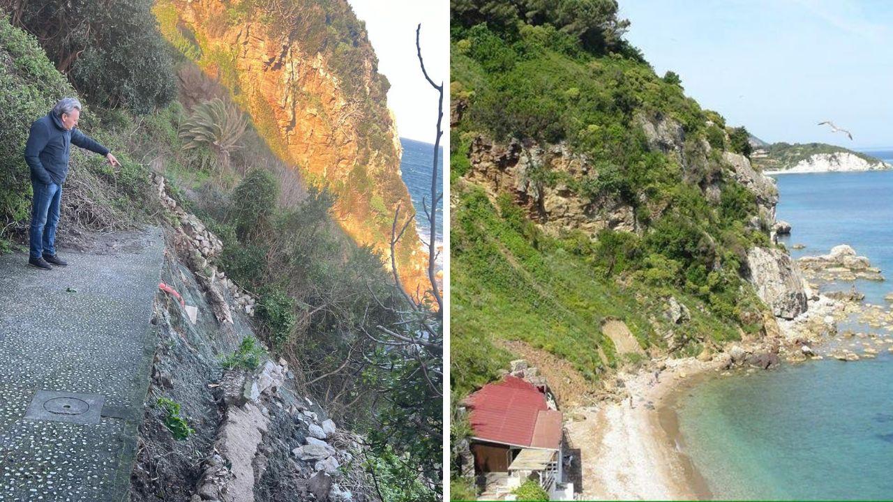 La frana e la spiaggia off-limits