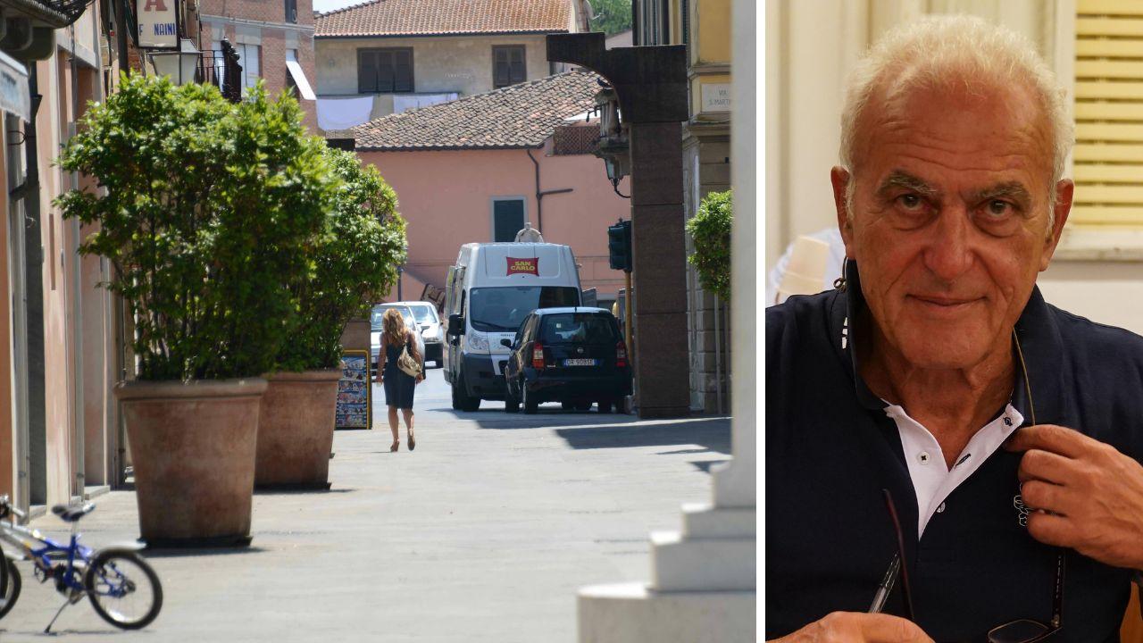 
	Il centro di Ponsacco e il consigliere Massimo Baldacci

