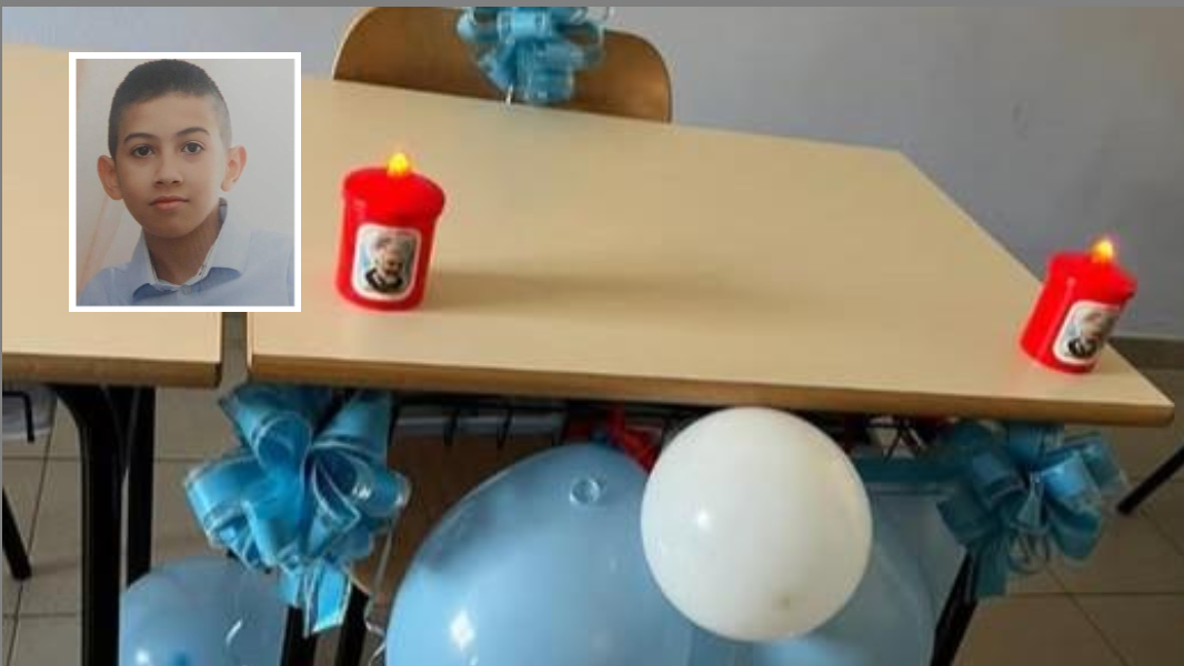 I nastri e i palloncini sul banco di Alessandro Dorgali, morto a 13 anni