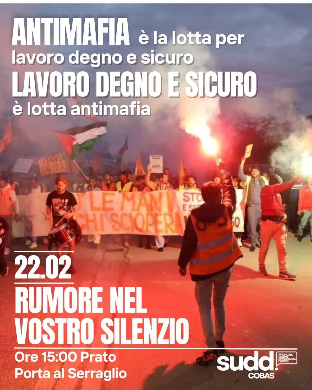 Manifestazione a Prato contro le infiltrazioni criminali nella logistica