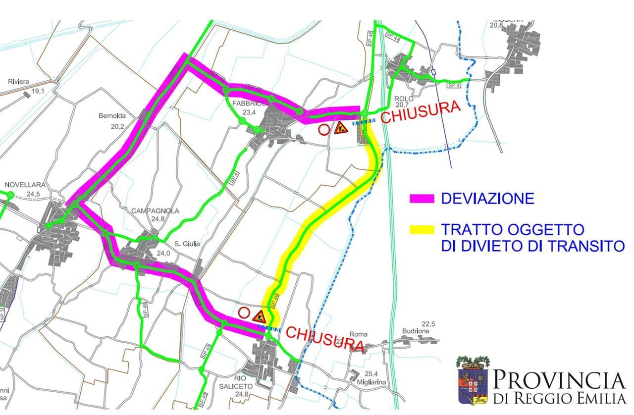Lavori sulla Sp46 a Rio Saliceto: chiusa via Cà de Frati