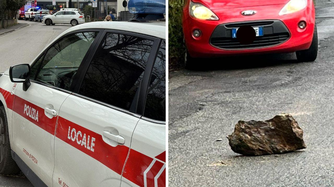 Massa, il masso si stacca dalla collina e vola in strada: sfiorata auto con due bimbe a bordo