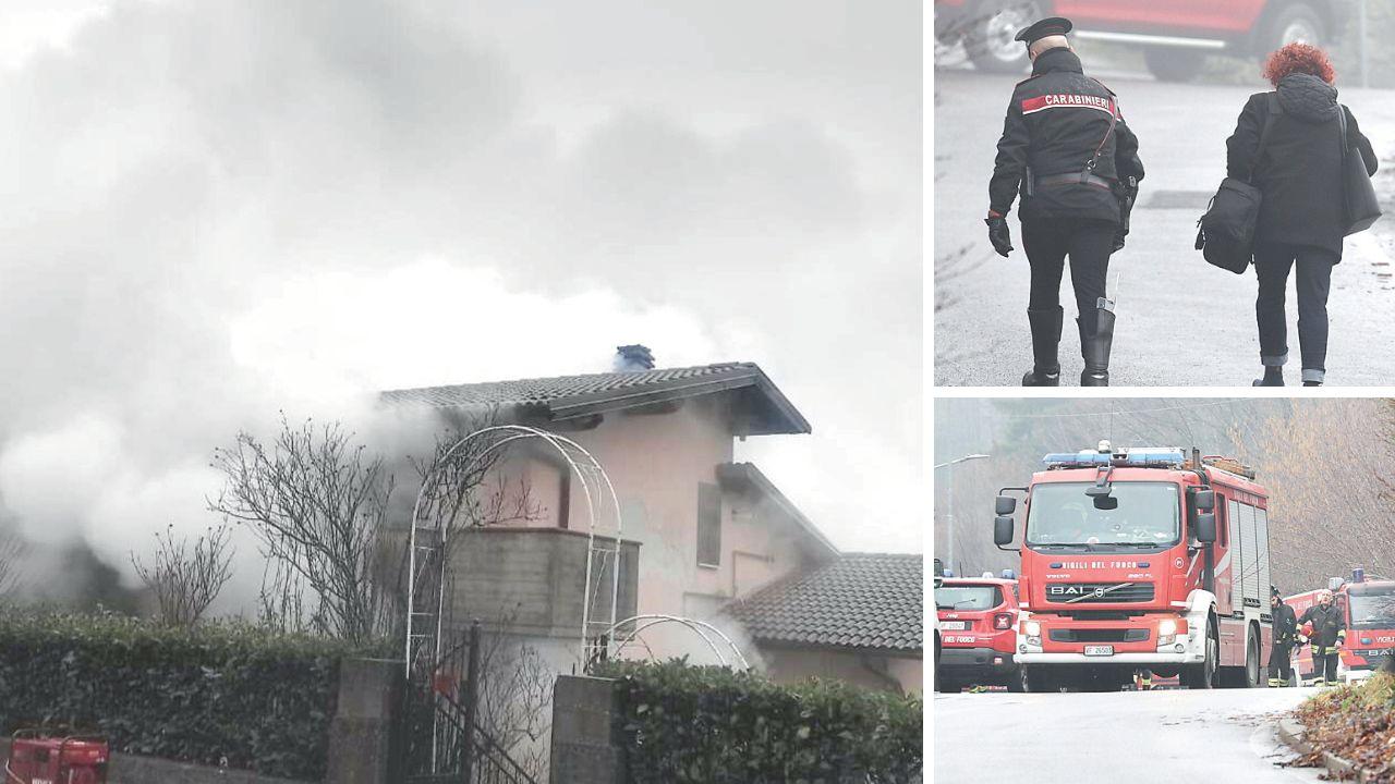 La villetta avvolta nel fumo, il medico legale e i vigili del fuoco (foto Nucci/Innocenti)