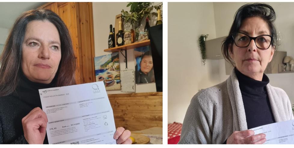 Maria Rita Palazzolo e Patrizia Lucera mostrano le loro bollette