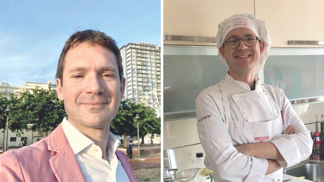 
	Simone Cavallini, a destra in divisa da pasticciere

