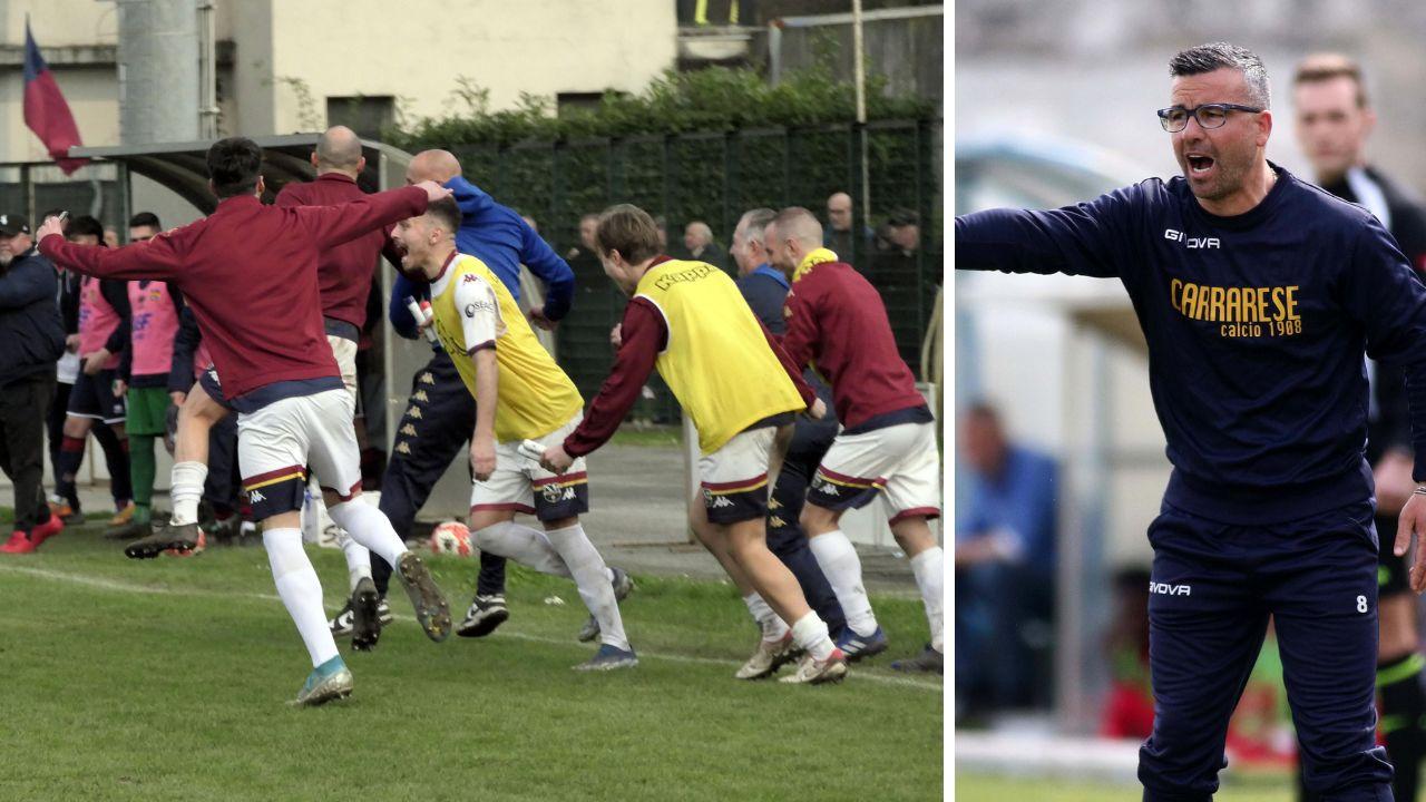 La festa in campo (foto Paglianti) e il mister ed ex giocatore