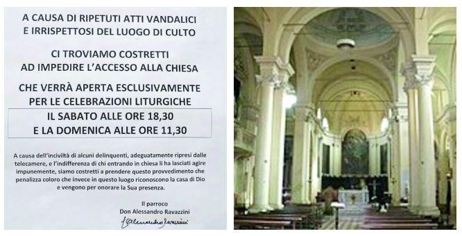 Cassetta delle offerte forzata e bisogni contro il coro dietro l’altare: chiusa la chiesa di via Roma