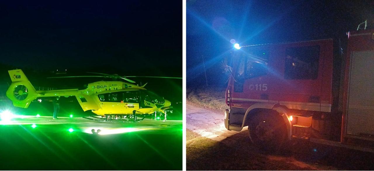 
	L'elisoccorso e i pompieri intervenuti sul posto

