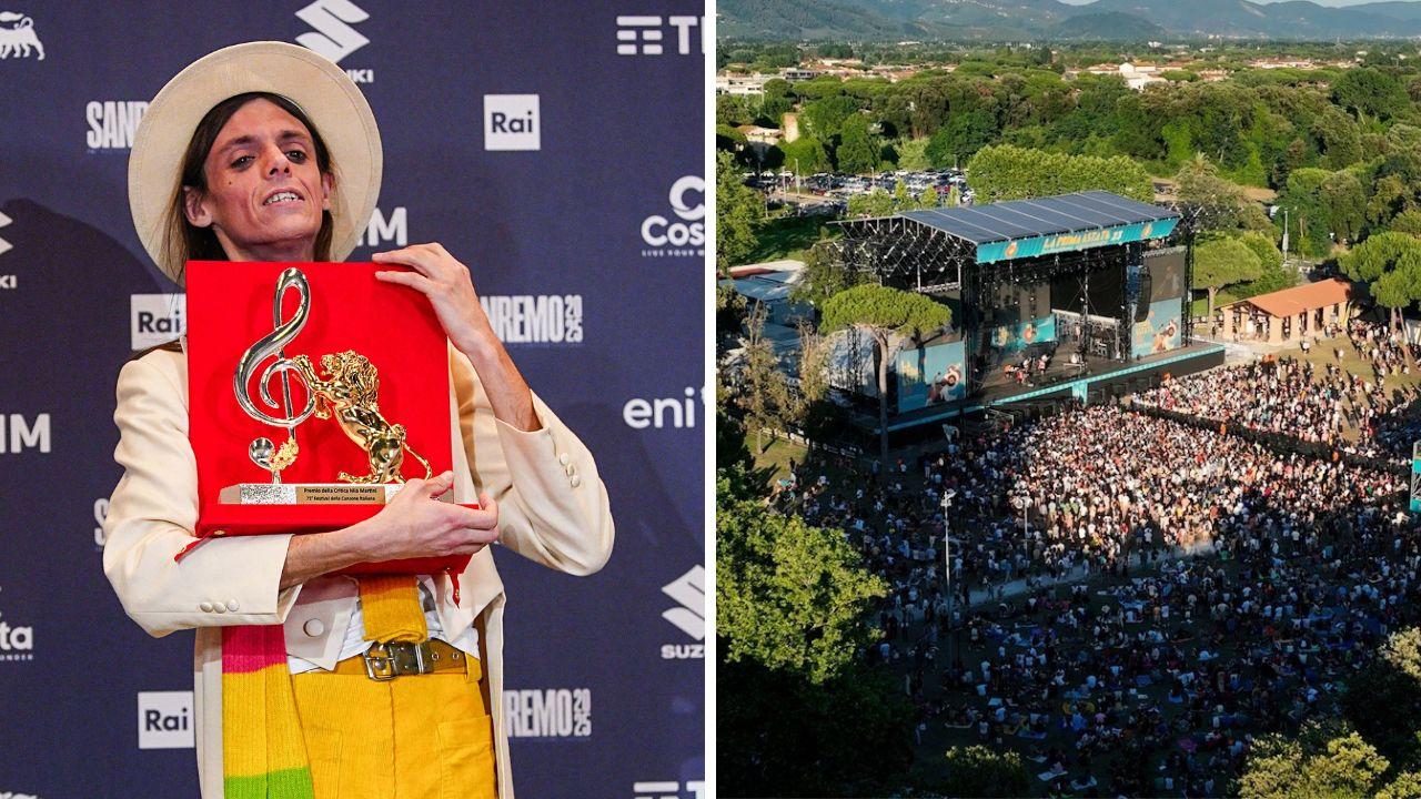 Lucio Corsi e il palco di BussolaDomani