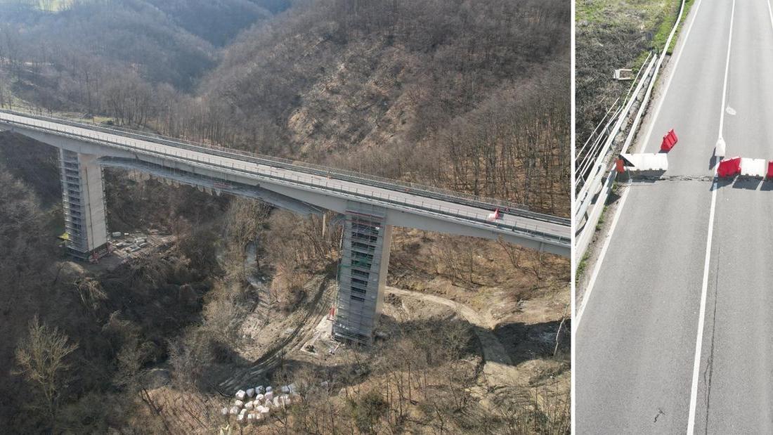 Il viadotto chiuso e la crepa