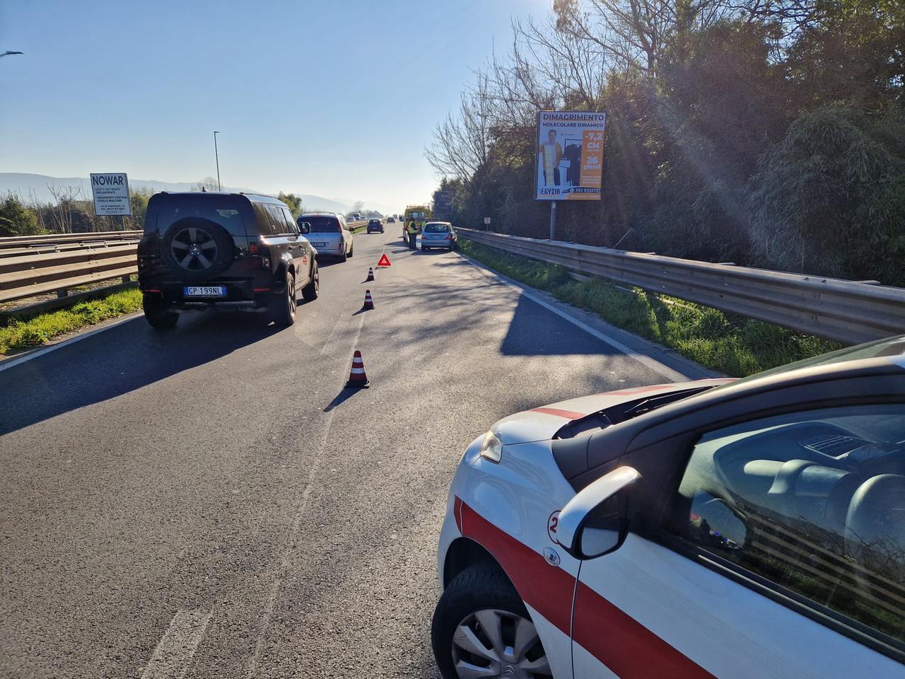 
	L'intervento della polizia municipale sul viale Leonardo da Vinci

