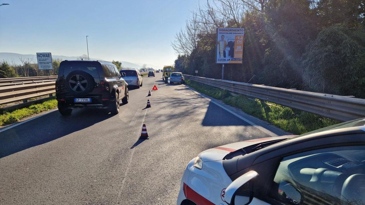 L'intervento della polizia municipale sul viale Leonardo da Vinci