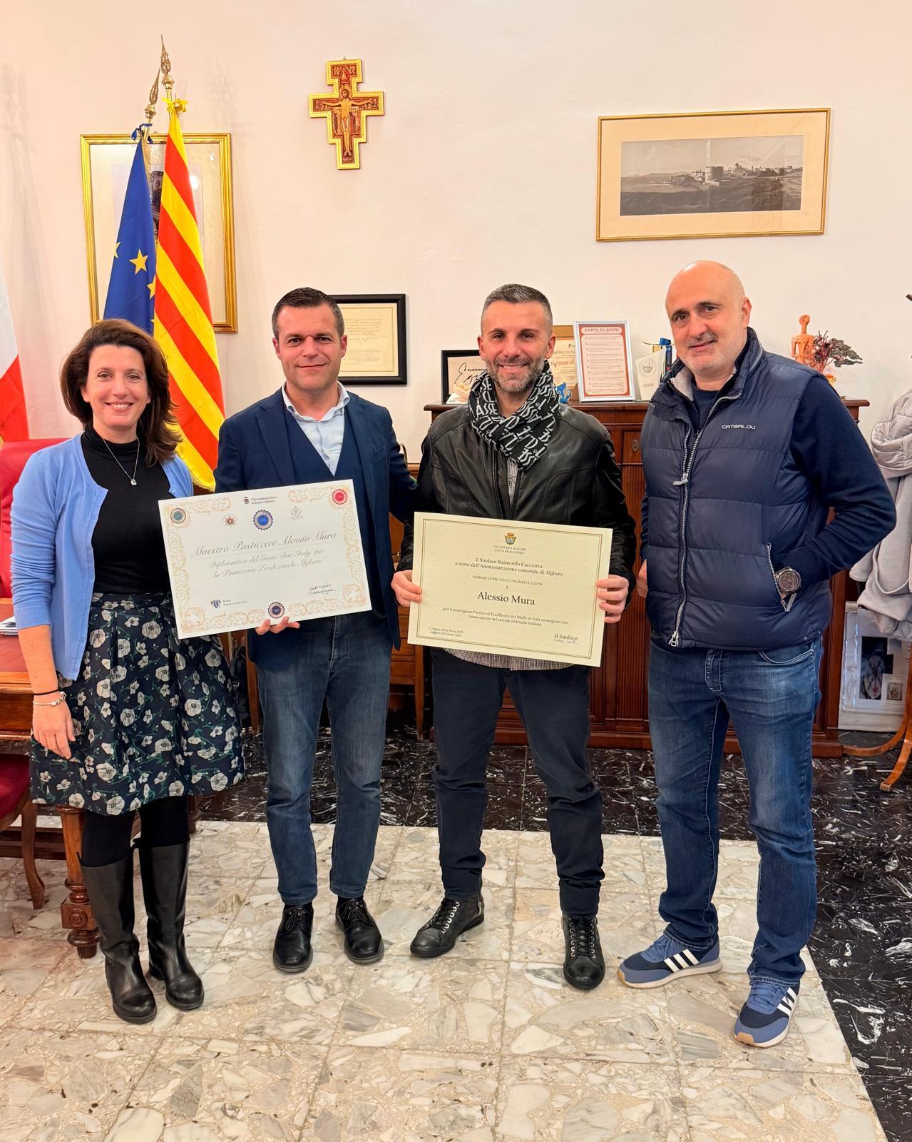 Alghero, il sindaco premia il pasticcere Alessio Mura